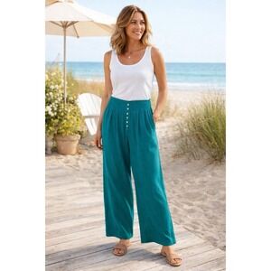 Sundance Beach Dreamer Cotton Gauze  Wide Leg Pants Womens L Elastic Waist Boho